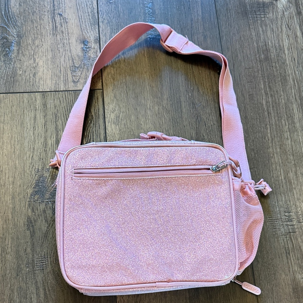 Bentgo Pink Glitter Lunch Bag with Optional Crossbody Adjustable Strap - Picture 4 of 5